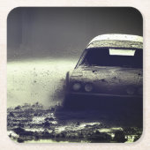 Auto's rijden in modder kartonnen onderzetters (Voorkant)