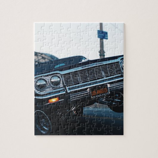 Auto's rijden met een lage Rider  oldschool Legpuzzel (Verticaal)