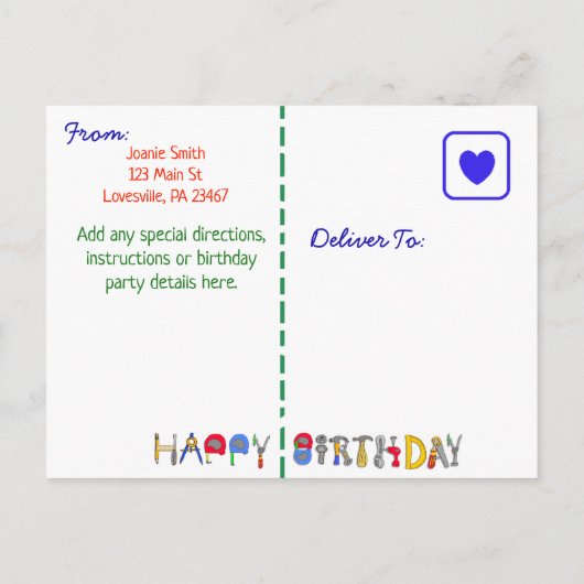 Auto's Rood Blauw Groene Jongen Verjaardag Uitnodi Uitnodiging Briefkaart (Achterkant)