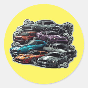 Auto's sticker met gele achtergrond