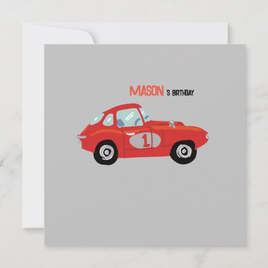 Auto's thema eerste verjaardagsfeestuitnodiging save the date (Achterkant)
