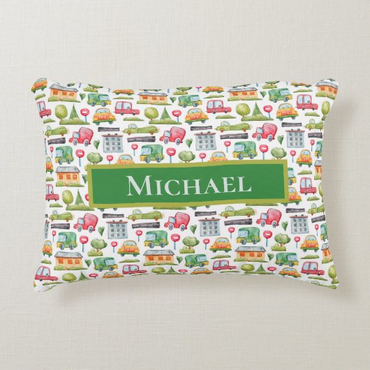 Auto's thema gepersonaliseerd accent kussen (Voorkant)