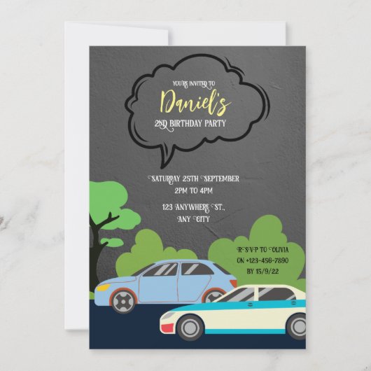 Auto's Thema Verjaardagsfeestje Kaart (Voorkant)