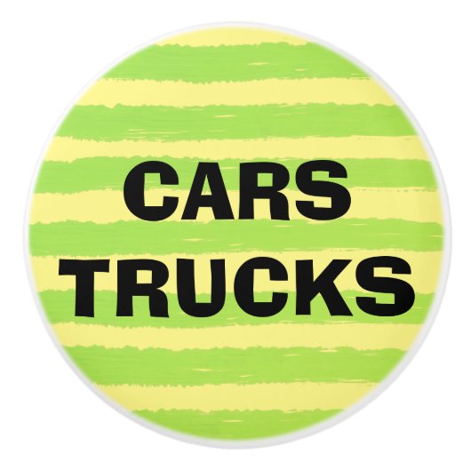Auto's Trucks Gele Groene Waterverf Stripes Keramische Knop (Voorkant)
