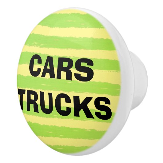 Auto's Trucks Gele Groene Waterverf Stripes Keramische Knop (Rechts)