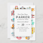 Auto's Trucks Street Kinder Vervoer Verjaardag Kaart (Voorkant)