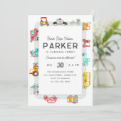 Auto's Trucks Street Kinder Vervoer Verjaardag Kaart (Staand voorkant)