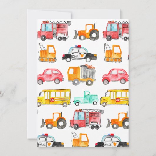 Auto's Trucks Street Kinder Vervoer Verjaardag Kaart (Achterkant)