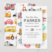 Auto's Trucks Street Kinder Vervoer Verjaardag Kaart (Voorkant / Achterkant)