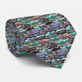 Auto's van Cuba paars en blauwgroen Stropdas (Opgerold)