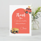 Auto's verjaardagsfeestje bedankkaart (Staand voorkant)