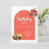 Auto's verjaardagsfeestje kaart (Staand voorkant)