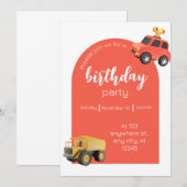 Auto's verjaardagsfeestje kaart (Voorkant / Achterkant)