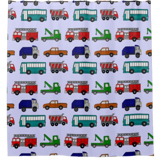 Auto's, vrachtwagens, bussen douchegordijn (Voorkant)