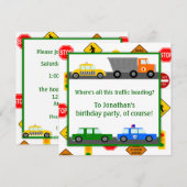 Auto's, vrachtwagens en straatsignaleringen kinder kaart (Voorkant / Achterkant)