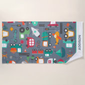 Auto's Vrachtwagens Kinder patroon gepersonaliseer Strandlaken (Voorkant)