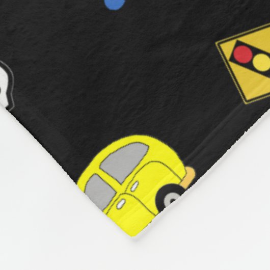 Auto's, vrachtwagens, tractoren en straatnaamborde fleece deken (Hoek)