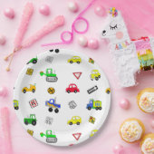 Auto's, vrachtwagens, verkeersborden Verjaardagsfe Papieren Bordje (Feest)