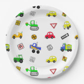 Auto's, vrachtwagens, verkeersborden Verjaardagsfe Papieren Bordje (Voorkant)