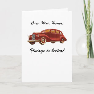 Auto's Wijn Vrouwen: Vintage is beter! Birthday-ka Kaart