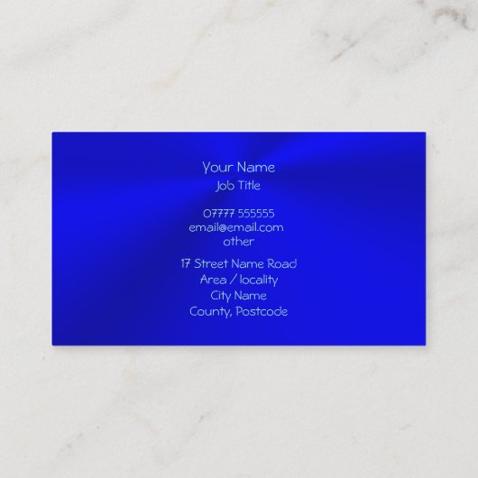 Autosales, IJsblauw Klassieke Auto, chrome blik Visitekaartje (Achterkant)