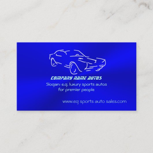 Autosales, IJsblauw Klassieke Auto, chrome blik Visitekaartje (Voorkant)