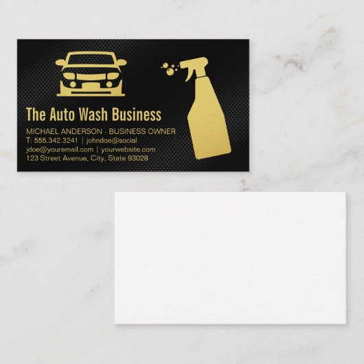 autoschoonmaakbedrijf | koolstofvezeltextuur visitekaartje (Voorkant / Achterkant)