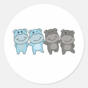 Autoseksuele vlag Pride Lgbtq Cute Hippo Classic R Ronde Sticker