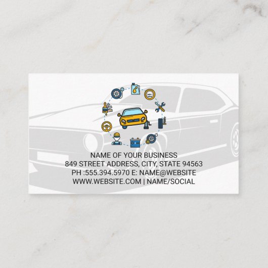 Autoservice en onderdelen | monteur visitekaartje (Achterkant)