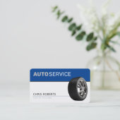 AUTOSERVICE | Modern blauw Visitekaartje (Staand voorkant)