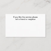 Autoservice Uber Driver Visitekaartjes (Achterkant)