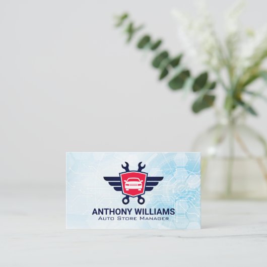 autosleutels | Futuristische achtergrond Visitekaartje (Staand voorkant)