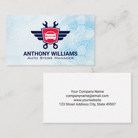 autosleutels | Futuristische achtergrond Visitekaartje (Voorkant / Achterkant)