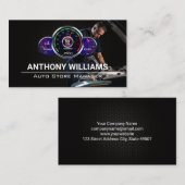 autosnelheidsmeter | Monteur werkt aan de motor Visitekaartje (Voorkant / Achterkant)