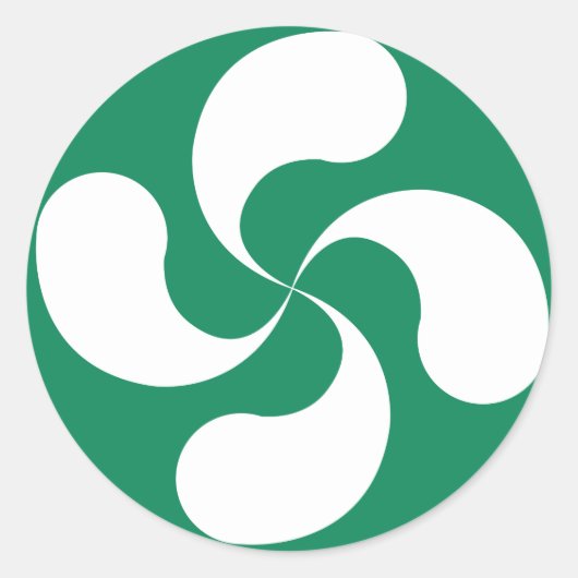 Autosticker Croix Basque Blanche Verte "Lauburu" Ronde Sticker (Voorkant)