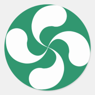 Autosticker Croix Basque Blanche Verte "Lauburu" Ronde Sticker