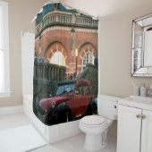 Autostraat oude stijl douchegordijn (In situ)