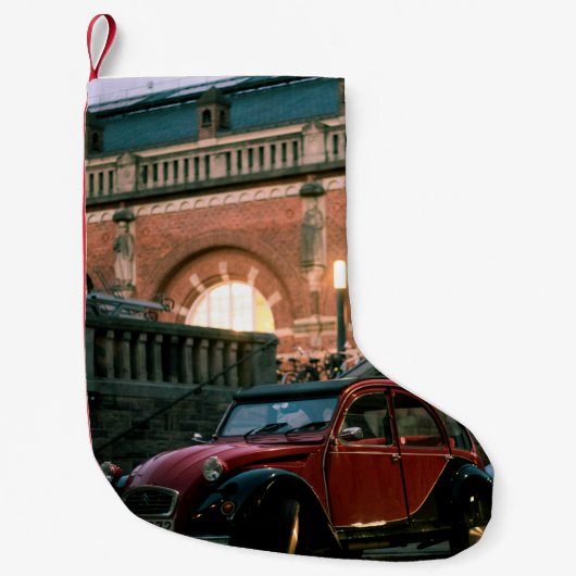 Autostraat oude stijl kleine kerstsok (Voorkant)