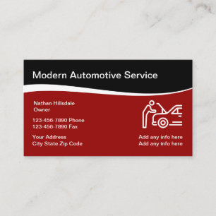 Autothema met grafische afbeelding van auto repara visitekaartje