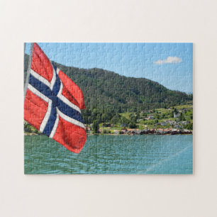 Autoveerboot in de puzzel van de Noorse puzzel