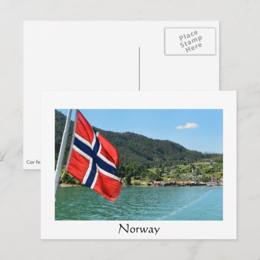 Autoveerboot in Noorwegen witte briefkaart (Voorkant / Achterkant)