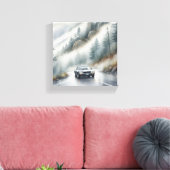 Autoverhuur in Foggy Mountain Canvas Afdruk (Insitu (Woonkamer))