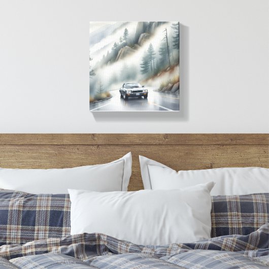 Autoverhuur in Foggy Mountain Canvas Afdruk (Insitu (Slaapkamer))