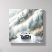 Autoverhuur in Foggy Mountain Canvas Afdruk (Voorkant)