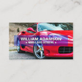 Autoverkoop, autoreparatie, rode auto details visitekaartje (Voorkant)