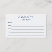 Autoverkoop bij autoverkoop visitekaartje (Achterkant)