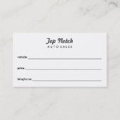 Autoverkoop bij autoverkoop visitekaartje (Achterkant)