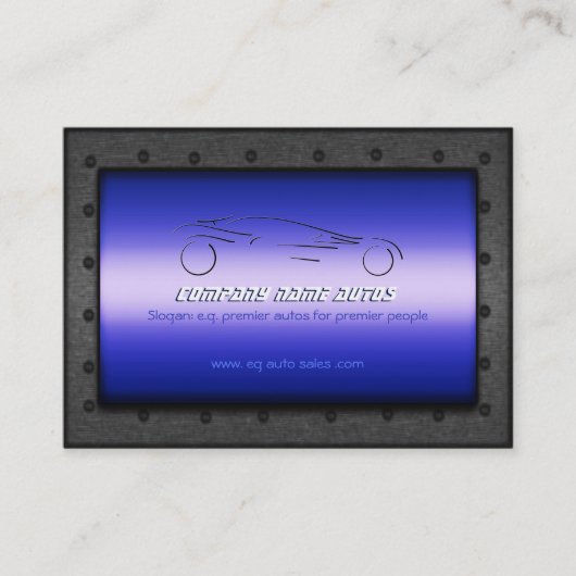 Autoverkoop, geborsteld blauw winkelwagentje - Spo Visitekaartje (Voorkant)