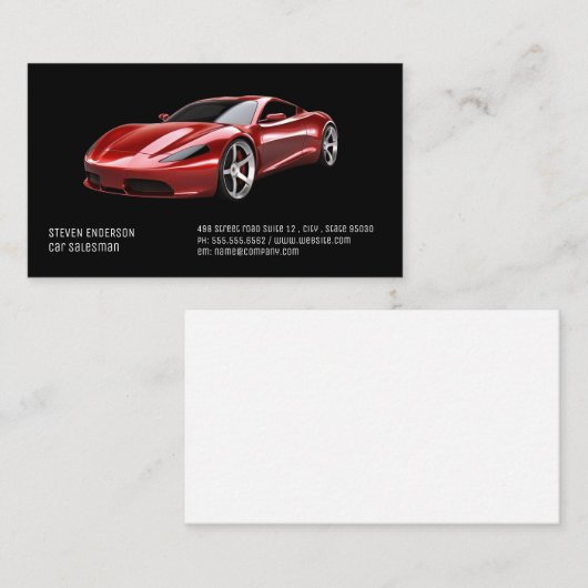 autoverkoper | Rode sportwagen Visitekaartje (Voorkant / Achterkant)