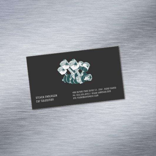 Autoverkoper | Zuigermotor voor auto's Magnetisch Visitekaartje (Voorbeeld)